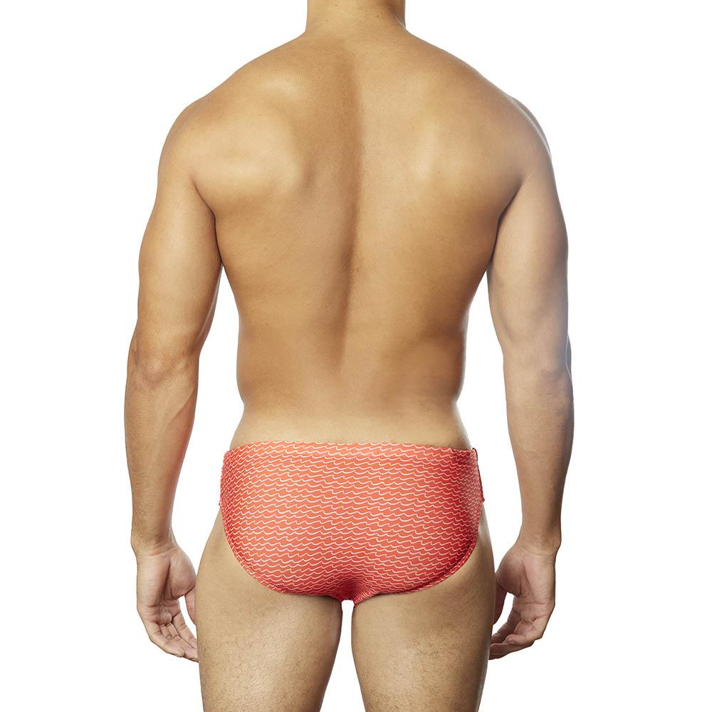 Swim Brief Red Wave Print