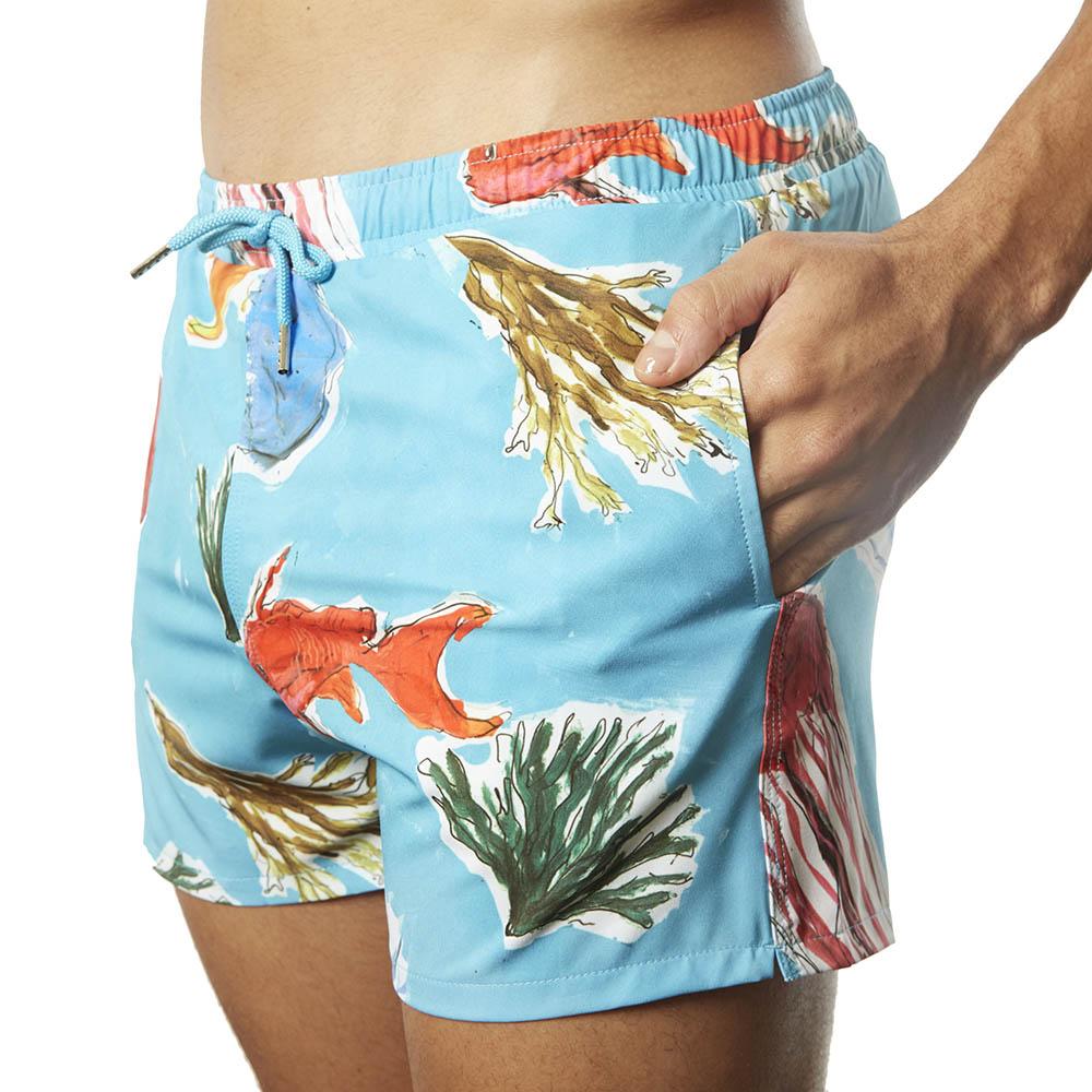 Swim shorts with Blue Jellies print Ali Forney Center Fundraiser Colab