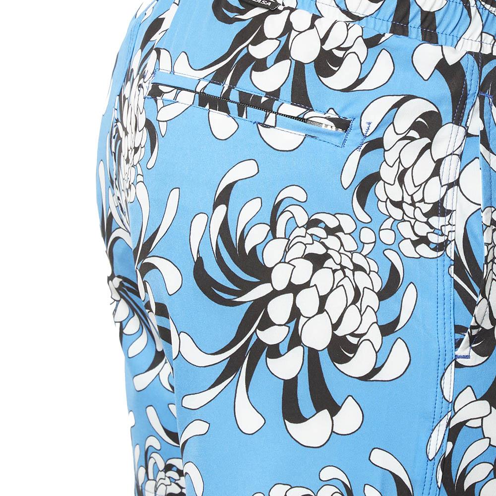 Swim Short Blue & Black Chrysanthemums