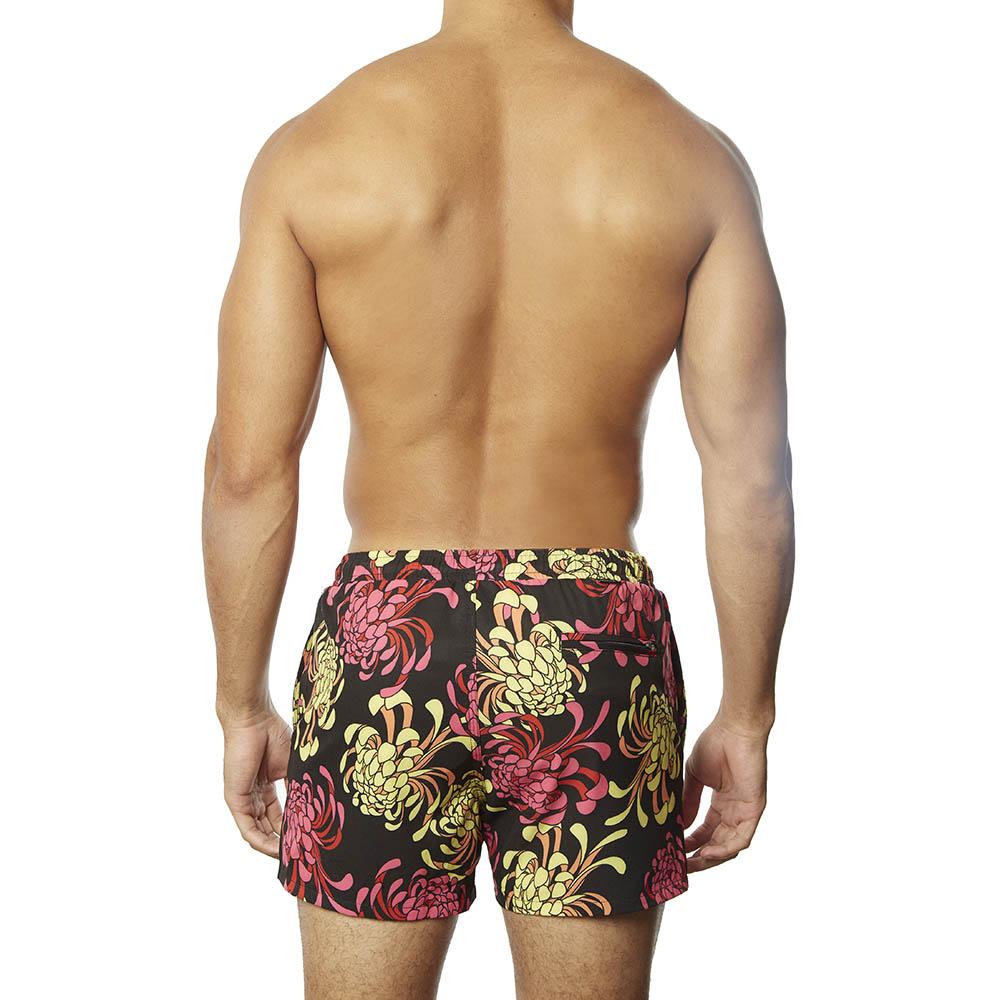 Swim Short Pink & Yellow Chrysanthemums