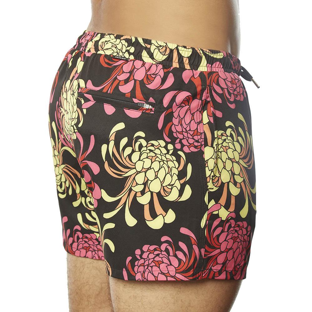 Swim Short Pink & Yellow Chrysanthemums