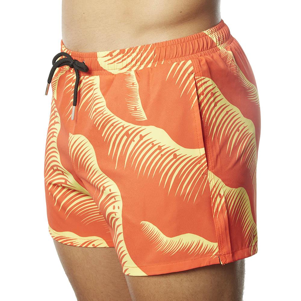 Swim Short Red & Yellow Wave Block Print